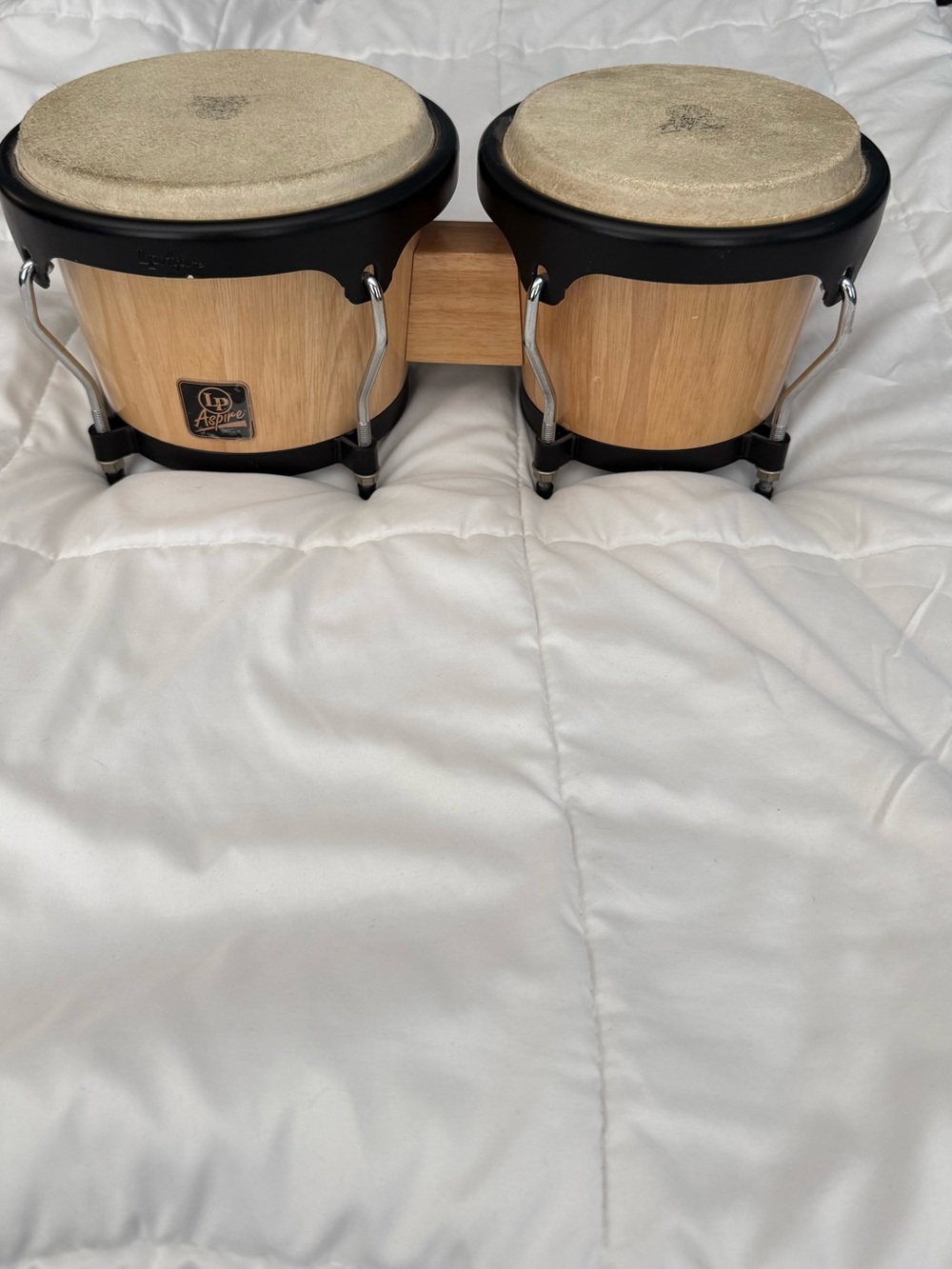 LP Aspire Natural Wood Bongos with Black Hardware